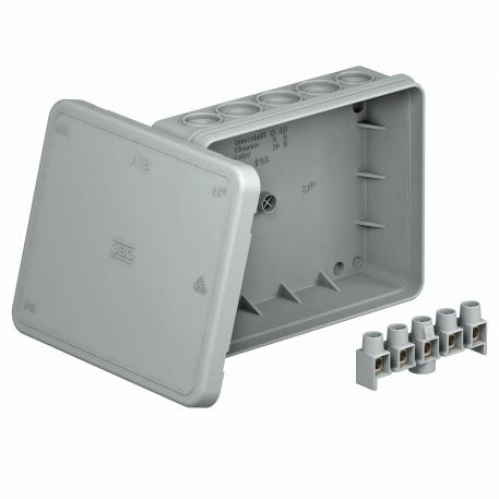 Junction box A 18 with terminal strip 115x90x35 | 18 | IP55 | 10 entries for cable diameter 5–14 mm 8 entries for cable diameter 5–11 mm | Light grey; RAL 7035