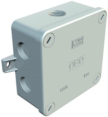 Junction box, B 9 K empty, with thread 84 x 84 x 34 | 7 | IP67 | 7 break-out entries with thread Pg 16 | Light grey; RAL 7035