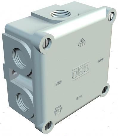 Junction box, B 10 M, with thread 80x80x39 | 7 | IP54 | 7 break-out entries with thread M20 x 1.5 | Light grey; RAL 7035
