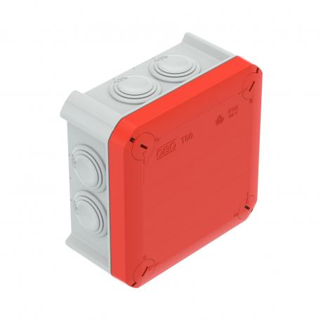 Caja de derivación T 60, con conos 100x100x48 | 7 | IP66 | 7 x M25 | Gris/rojo