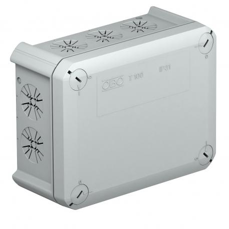 T 100 junction box, with strain relief entries IP 31 136x102x57 | 10 | IP30 | 10 | Light grey; RAL 7035