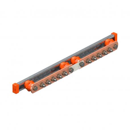 Barra ómnibus equipotencial para el montaje flexible en pared con punto de separación  605 | 40 | 85 | 10 | 
