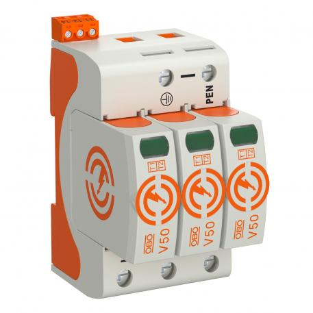 Descargador combinado V50, de 3 polos con señalización remota 150 V 3 | 150 | IP20