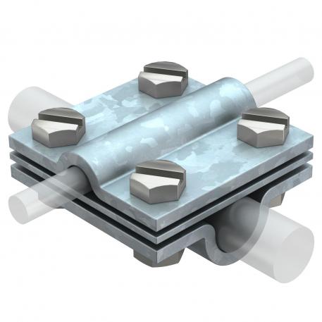 Cross-connector with intermediate plate for Rd 8−10 x Rd 16 FT Rd 8-10 x 16 | Hot-dip galvanised