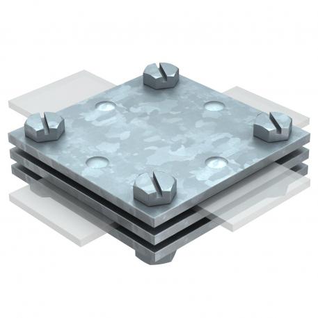 DIN cross-connector for flat conductor, with intermediate plate max. FL40 | Hot-dip galvanised