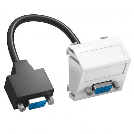 VGA connection, 1 module, slanting outlet, with connection cable