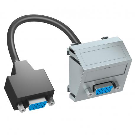VGA connection, 1 module, slanting outlet, with connection cable Aluminium painted