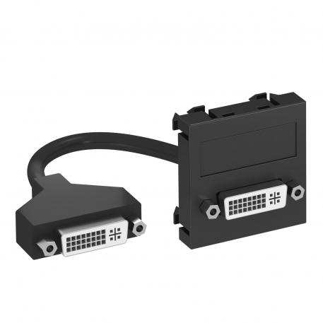 DVI-I connection, 1 module, straight outlet, with connection cable Black-grey; RAL 7021