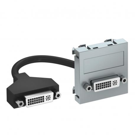 DVI-I connection, 1 module, straight outlet, with connection cable Aluminium painted