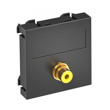 Video cinch connection, 1 module, straight outlet, as 1:1 coupling, black-grey Black-grey; RAL 7021