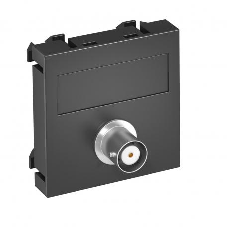 BNC connection, 1 module, straight outlet, as 1:1 coupling, black-grey Black-grey; RAL 7021