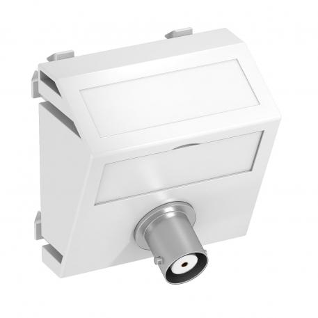 BNC connection, 1 module, slanting outlet, as 1:1 coupling, pure white Pure white; RAL 9010