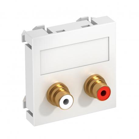 Audio cinch connection, 1 module, straight outlet, as 1:1 coupling, pure white Pure white; RAL 9010