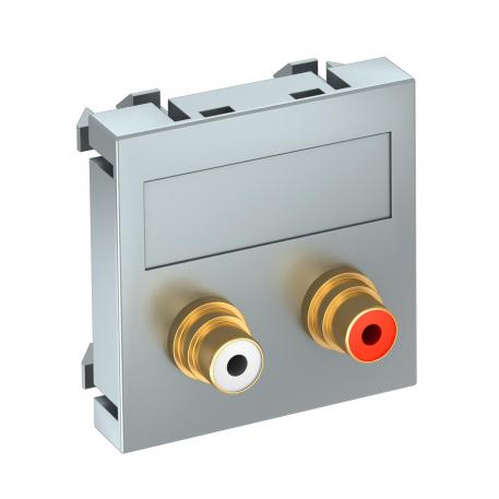 Audio cinch connection, 1 module, straight outlet, as 1:1 coupling, aluminium-painted Aluminium painted
