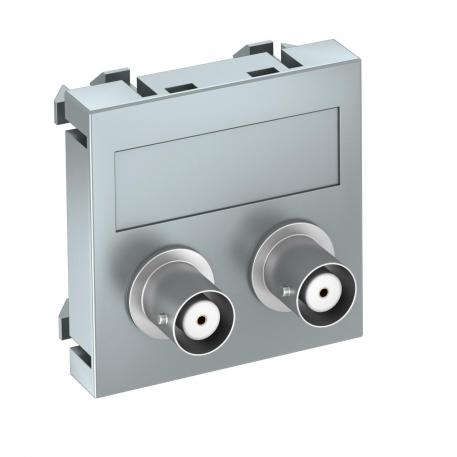 2 x BNC connection, 1 module, straight outlet, as 1:1 coupling, aluminium-painted Aluminium painted