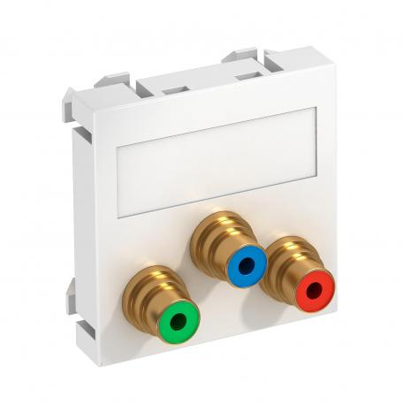 Component video connection, 1 module, straight outlet, as soldered connection, pure white Pure white; RAL 9010
