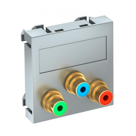 Component video connection, 1 module, straight outlet, as soldered connection, aluminium-painted Aluminium painted