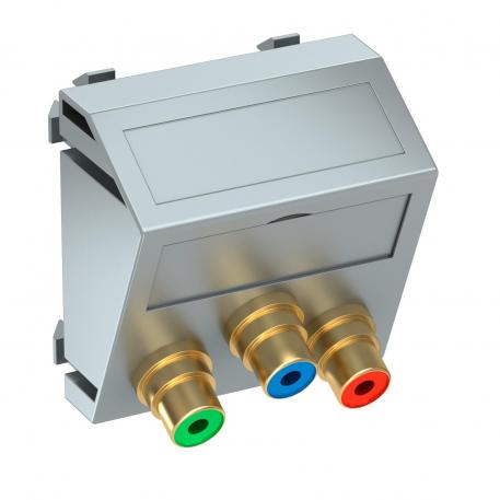 Component video connection, 1 module, slanting outlet, as soldered connection, aluminium-painted Aluminium painted