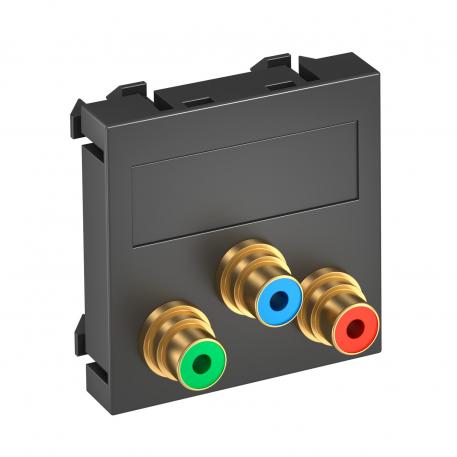 Component video connection, 1 module, straight outlet, as 1:1 coupling, black-grey Black-grey; RAL 7021