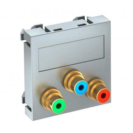 Component video connection, 1 module, straight outlet, as 1:1 coupling, aluminium-painted Aluminium painted