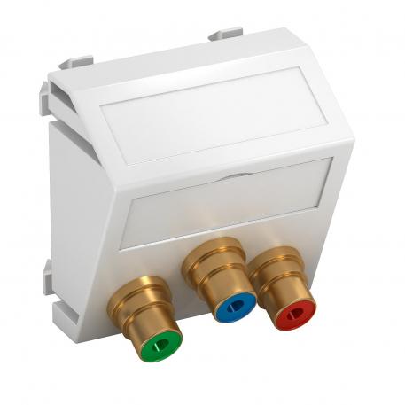 Component video connection, 1 module, slanting outlet, as 1:1 coupling, pure white Pure white; RAL 9010