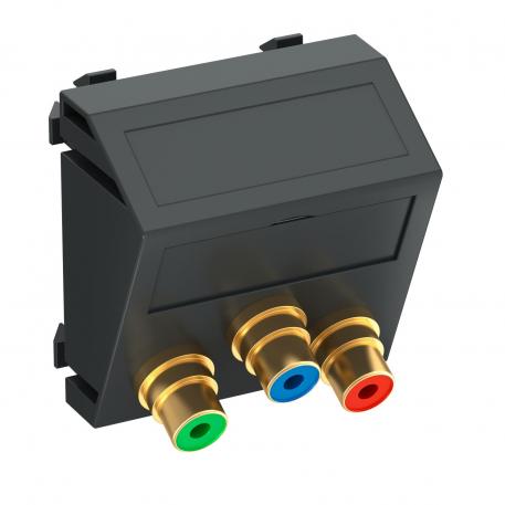 Component video connection, 1 module, slanting outlet, as 1:1 coupling, black-grey Black-grey; RAL 7021