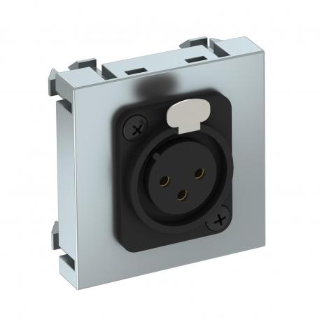 XLR connection, 1 module, straight outlet, 3-pin socket, as screw connection, aluminium-painted Aluminium painted