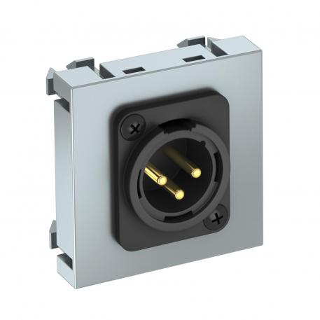 XLR connection, 1 module, straight outlet, 3-pin connector, as screw connection, aluminium-painted Aluminium painted