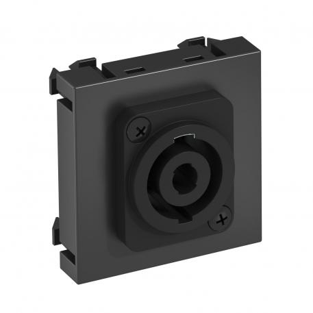 Speakon connection, 1 module, straight outlet, 4-pin socket, as screw connection, black-grey Black-grey; RAL 7021