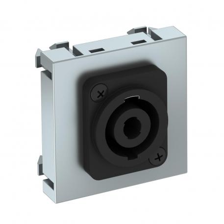 Speakon connection, 1 module, straight outlet, 4-pin socket, as screw connection, aluminium-painted Aluminium painted