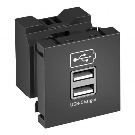 Cargador USB negro grisáceo; RAL 7021
