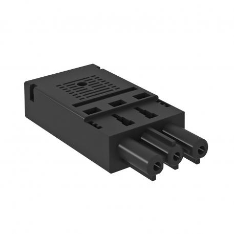 Socket section 3-pin, spring power connection, black 