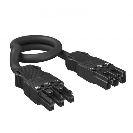 3-wire connection cable, PVC, cross-section 2.5 mm², 8 m length, black 8000 | 3 | 1.5