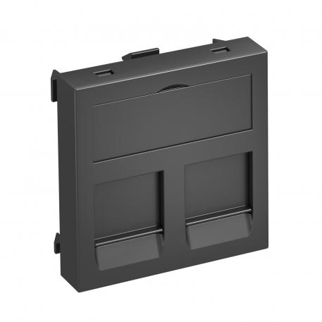 Data technology support, 1 module, straight outlet, type A Black-grey; RAL 7021