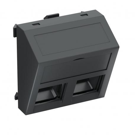 Data technology support, 1 module, slanting outlet, type C, without dust protection slider Black-grey; RAL 7021