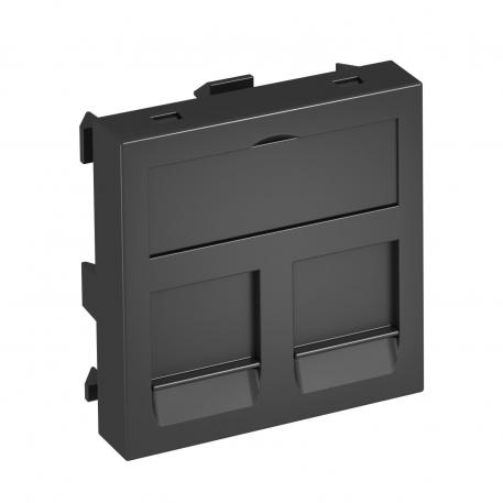 Data technology support, 1 module, straight outlet, type RM Black-grey; RAL 7021