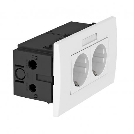 AR45 socket unit, double, with labelling panel for horizontal device installation