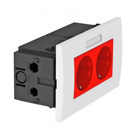 AR45 socket unit, double, with labelling panel for horizontal device installation 