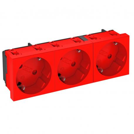 33° socket, protective contact, triple Signal red; RAL 3001