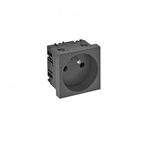 0° socket, with earthing pin, single Black-grey; RAL 7021