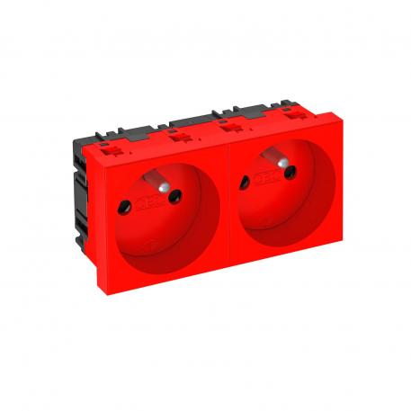 0° socket, with earthing pin, double Signal red; RAL 3001