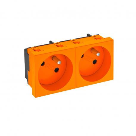 33° socket, with earthing pin, double Pure orange; RAL 2004