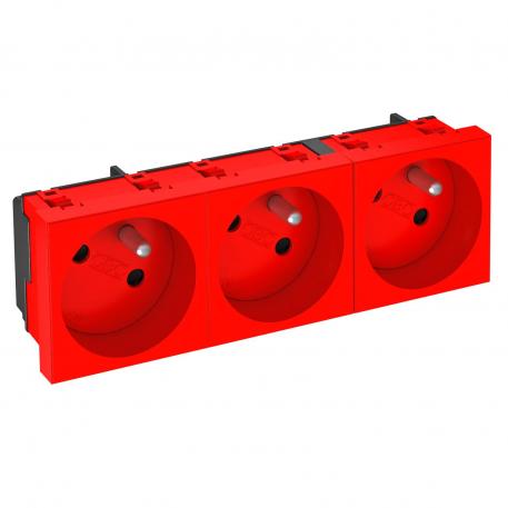 33° socket, with earthing pin, triple Signal red; RAL 3001