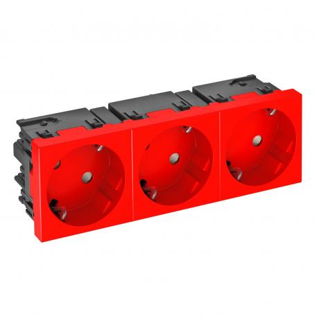 Socket 33°, Connect 45, protective contact, triple, signal red 