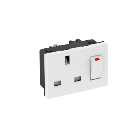 0° socket with switch, British Standard, single Pure white; RAL 9010
