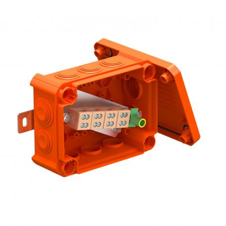 FireBox T100 con juntas insertables, bornes dobles 136x102x57 | 10 | IP66 | 8 x M25 2 x M32 | naranja; RAL 2003
