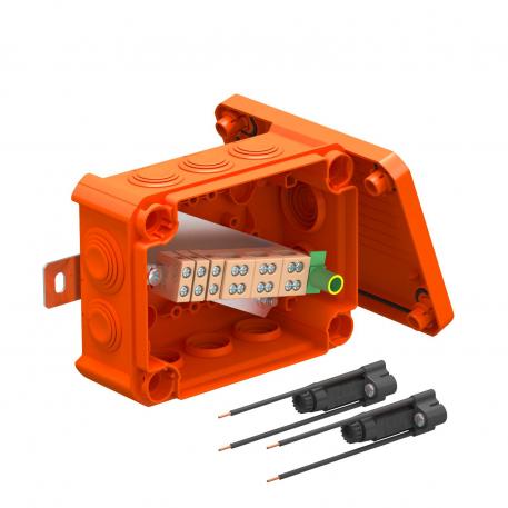 FireBox T100 con juntas insertables, 2 portafusibles 136x102x57 | 10 | IP66 | 8 x M25 2 x M32 | naranja; RAL 2003