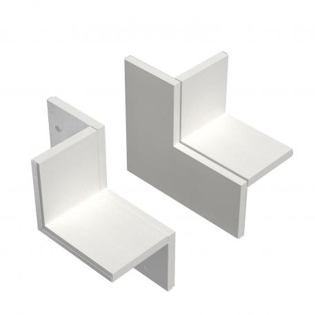Wall connection set, double-sided, for corner mounting, duct height 80 mm, pure white