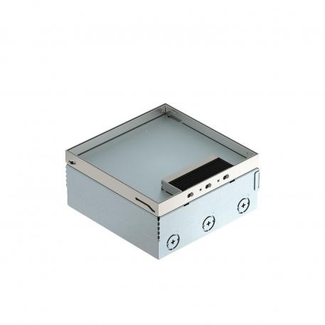 Caja de suelo UDHOME4 con escobilla protectora, acero fino, con soporte FLF, tapa utilizable