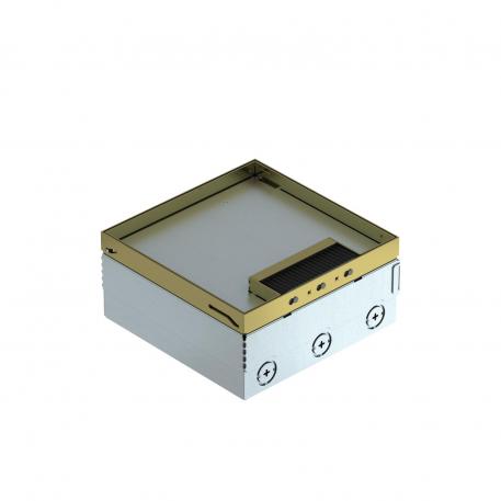 Caja de suelo UDHOME4 con escobilla protectora, de latón, con soporte FLF, tapa utilizable